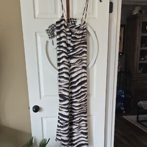 Banana Republic Zebra Striped Maxi Dress - Black and Cream